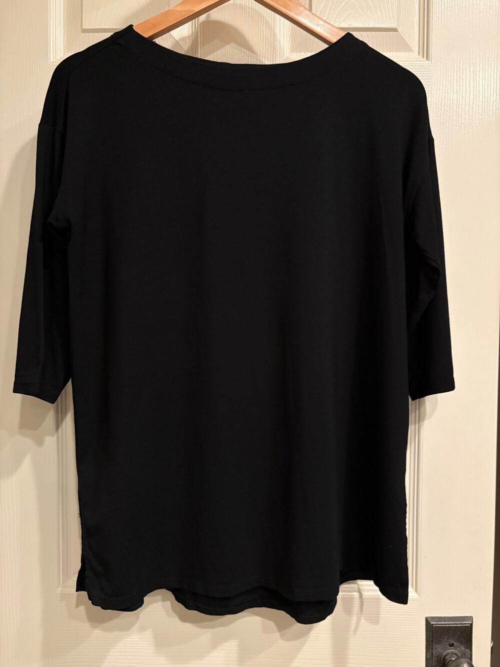J. JILL Black Luxe Supima Pleated Back Tunic Top Size M / L Pima Cotton Casual